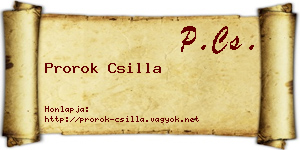 Prorok Csilla névjegykártya